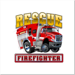 Cartoon Fire Truck Posters and Art